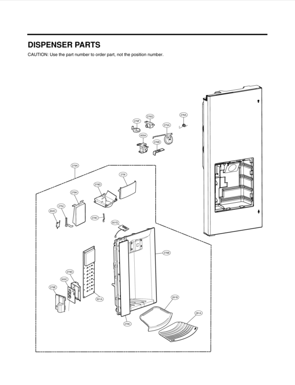DISPENSER PARTS Diagram and Parts List for LFX28978ST ASTCNA1 LG Refrigerator