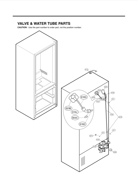 VALVE & WATER TUBE PARTS Diagram and Parts List for LFX21976ST LFX21976ST /01 LG Refrigerator