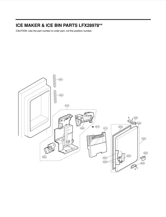 ICE MAKER & ICE BIN PARTS Diagram and Parts List for LFX28978SB AWBCNA1 LG Refrigerator