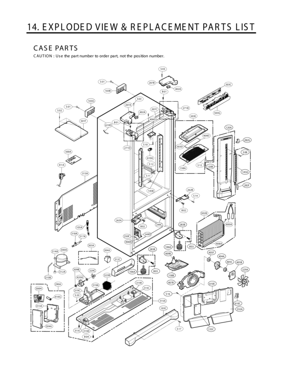 CASE PARTS   EXPLODEDVIEW & REPLACEMENT PARTS LIST Diagram and Parts List for LFC21776ST LFC21776ST/01 LG Refrigerator