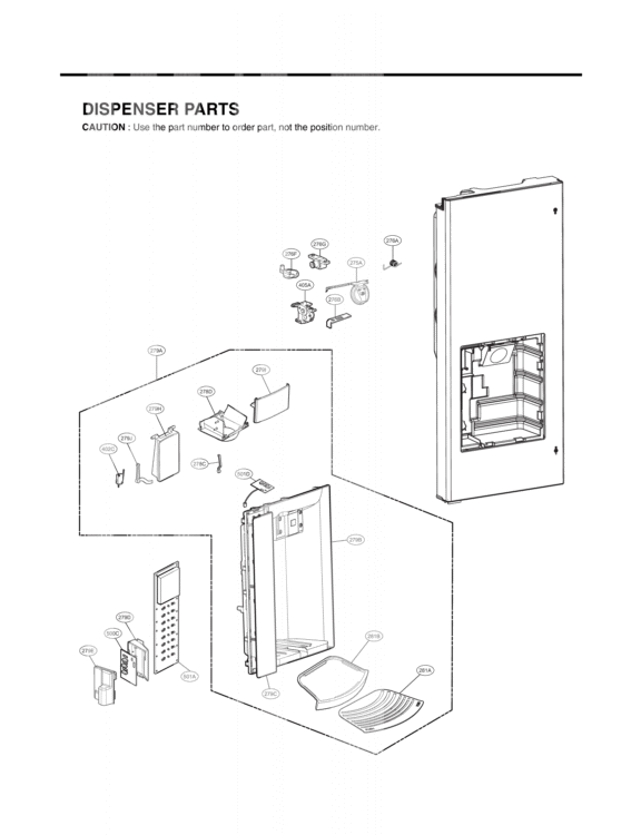 DISPENSER PARTS Diagram and Parts List for LFX21976ST LFX25976ST/01 LG Refrigerator