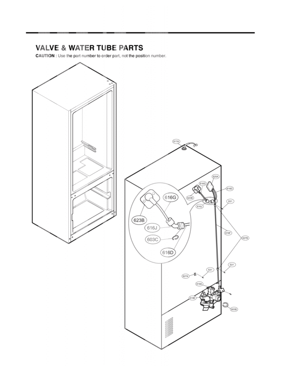 VALVE & WATER TUBE PARTS Diagram and Parts List for LFX21976ST LFX25976ST/01 LG Refrigerator