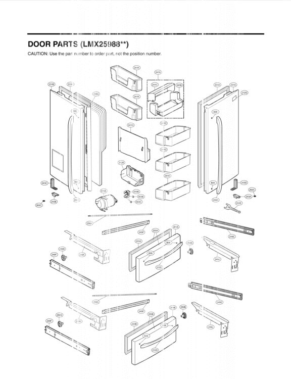DOOR PARTS Diagram and Parts List for LMX25988ST ASTCNA1 LG Refrigerator