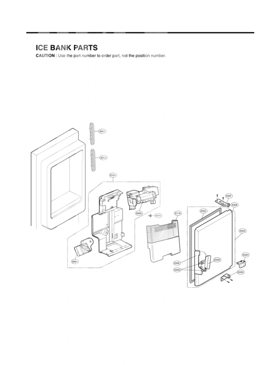 ICE BANK PARTS Diagram and Parts List for LFX25976SB AWBCNA1 LG Refrigerator