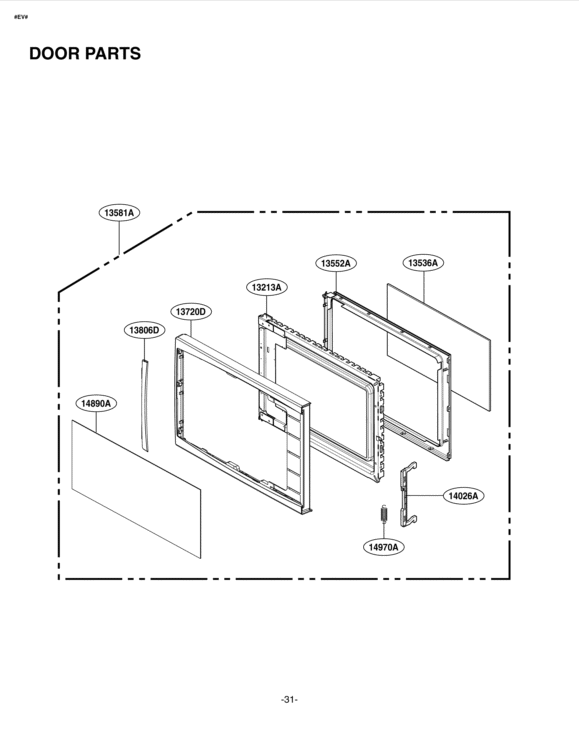 DOOR PARTS Diagram and Parts List for LCRT1510SV CSLEBBY LG Microwave