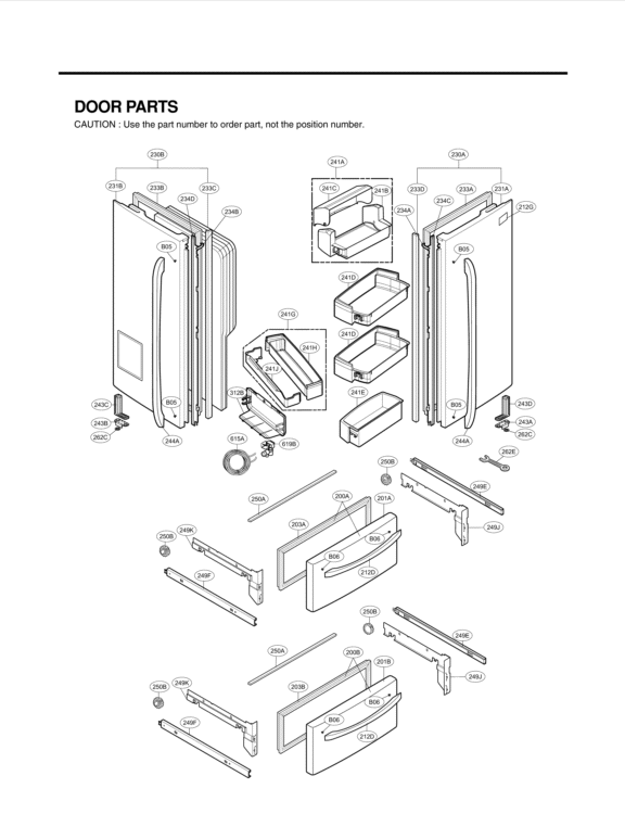 DOOR PARTS Diagram and Parts List for LMX21984ST ASTCNA1 LG Refrigerator