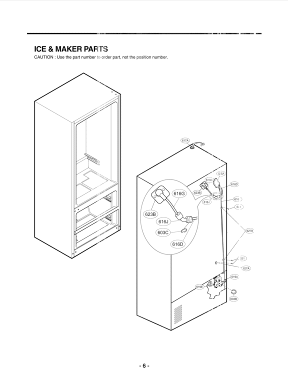 ICE & MAKER PARTS Diagram and Parts List for LMX25984ST ASTCNA2 LG Refrigerator