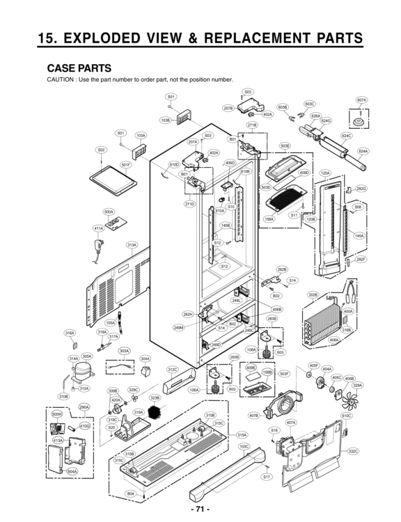 EXPLODED VIEW & REPLACEMENT PARTS CASE PARTS Diagram and Parts List for LSMX214ST ASTCNA1 LG Refrigerator