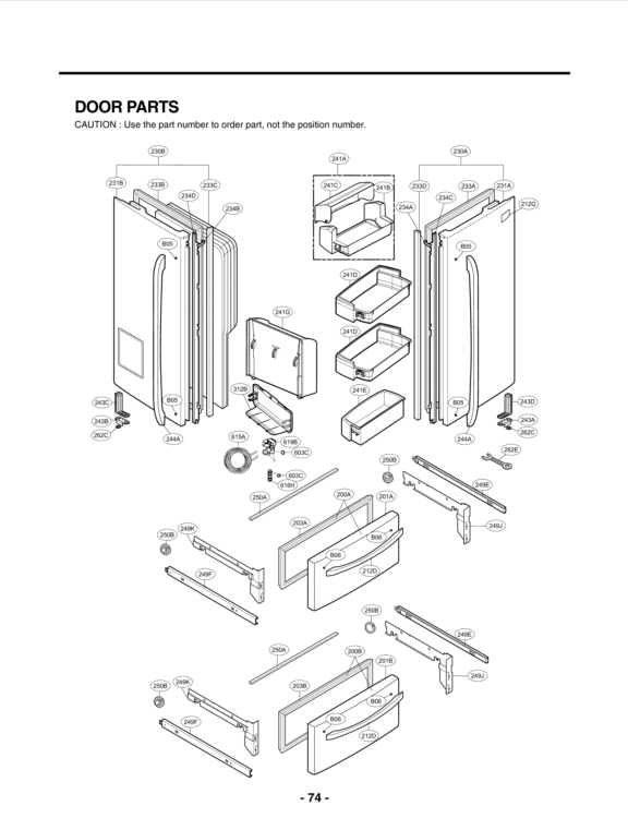 DOOR PARTS Diagram and Parts List for LSMX214ST ASTCNA1 LG Refrigerator