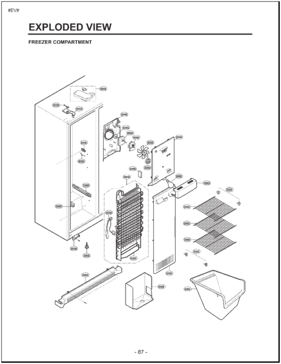 FREEZER COMPARTMENT EXPLODED VIEW Diagram and Parts List for LSC27921ST AST4LGA LG Refrigerator