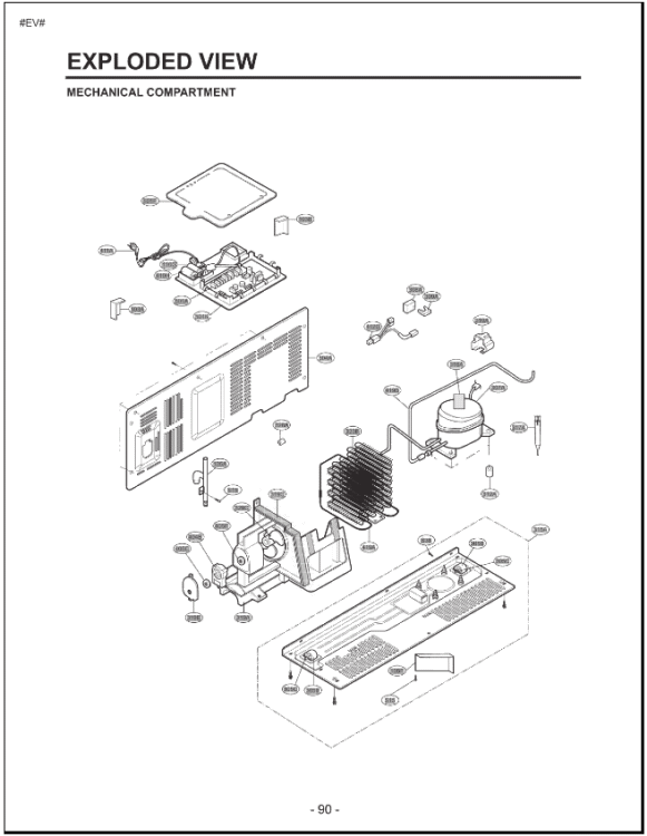 MECHANICAL COMPARTMENT EXPLODED VIEW Diagram and Parts List for LSC27921ST AST4LGA LG Refrigerator