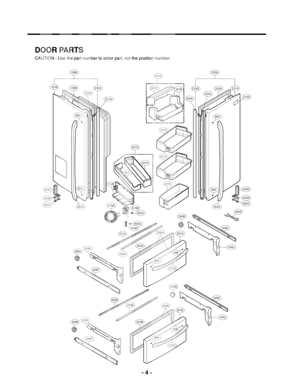 DOOR PARTS Diagram and Parts List for LMX25984SW ASWCNA2 LG Refrigerator