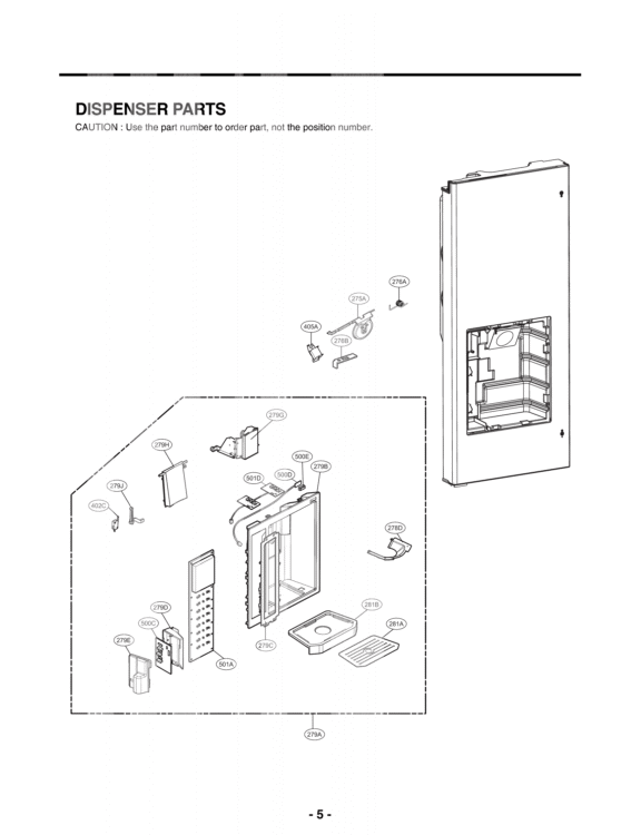 DISPENSER PARTS Diagram and Parts List for LMX25984SW ASWCNA2 LG Refrigerator