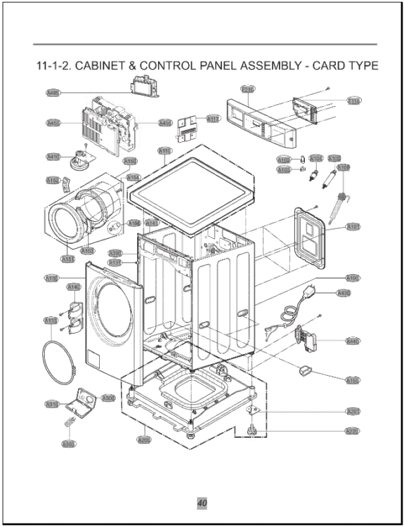 CABINET & CONTROL PANEL ASSEMBLY  CARD TYPE Diagram and Parts List for GCW1069CS ABWEECI LG Washer