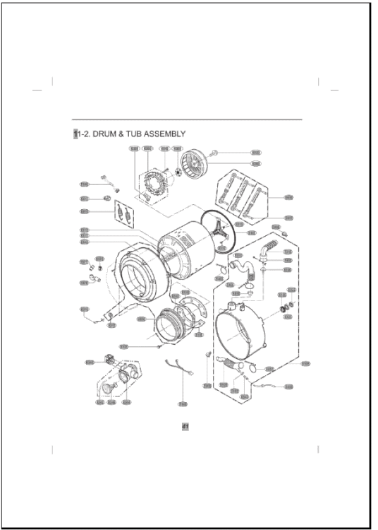 DRUM & TUB ASSEMBLY Diagram and Parts List for GCW1069CS ABWEECI LG Washer