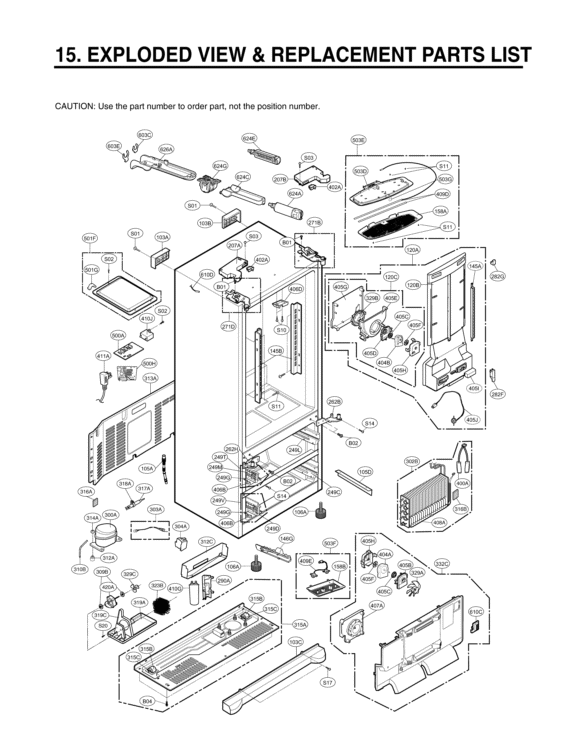 EXPLODED VIEW & REPLACEMENT PARTS LIST Diagram and Parts List for LMX25988SW ASWCNA1 LG Refrigerator