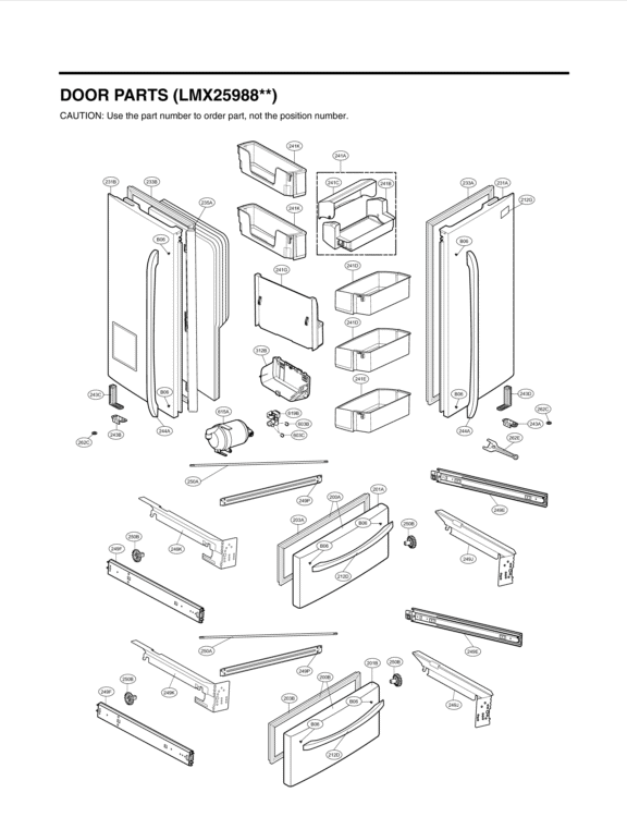 DOOR PARTS Diagram and Parts List for LMX25988SB AWBCNA1 LG Refrigerator