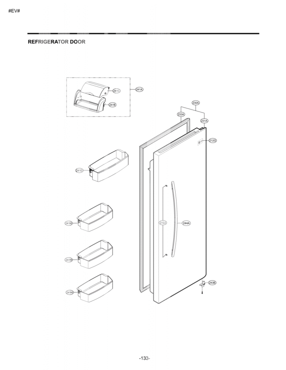 REFRIGERATOR DOOR Diagram and Parts List for LSC27914ST ASTCNA2 LG Refrigerator