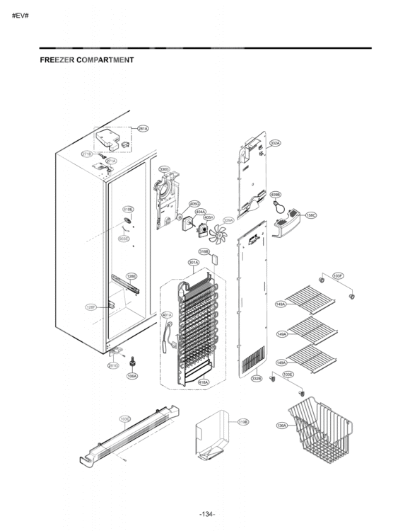 FREEZER COMPARTMENT Diagram and Parts List for LSC27914ST ASTCNA2 LG Refrigerator