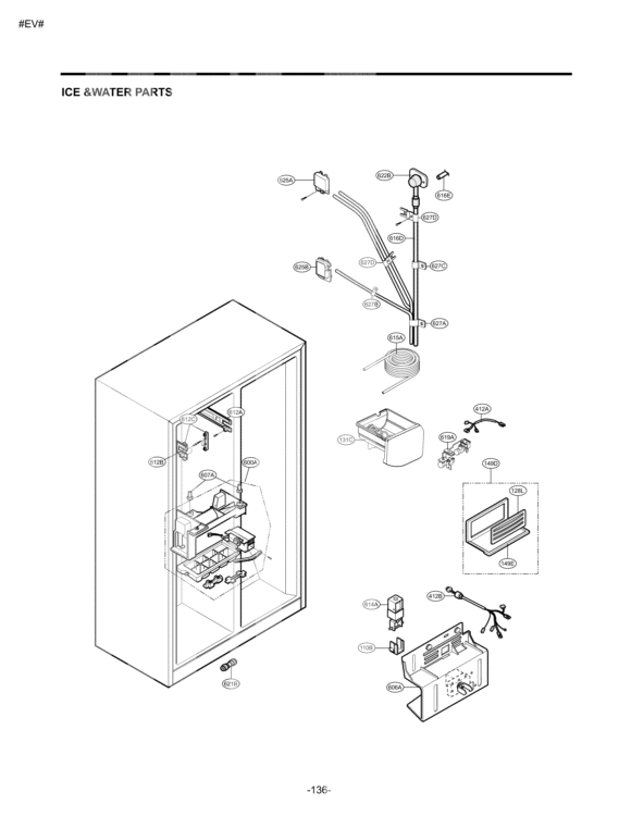 ICE &WATER PARTS Diagram and Parts List for LSC27914ST ASTCNA2 LG Refrigerator