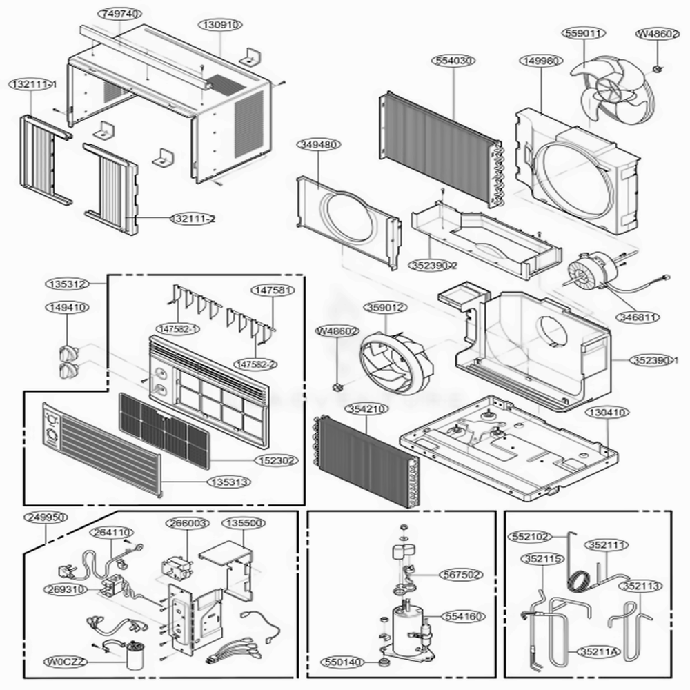 Main Diagram and Parts List for R5207 APGALOW LG Air Conditioner