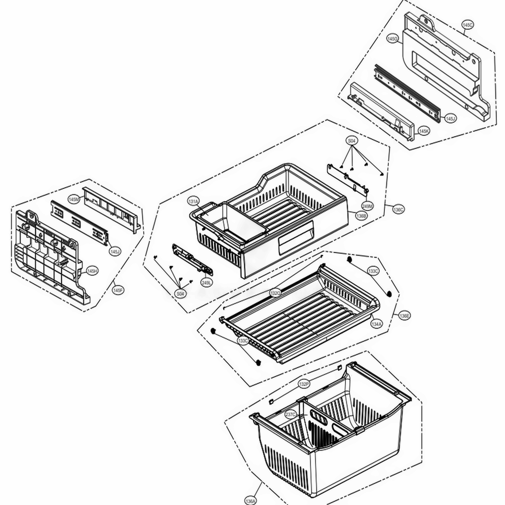 Freezer Parts Diagram and Parts List for 72493 ASTCSE1 LG Refrigerator