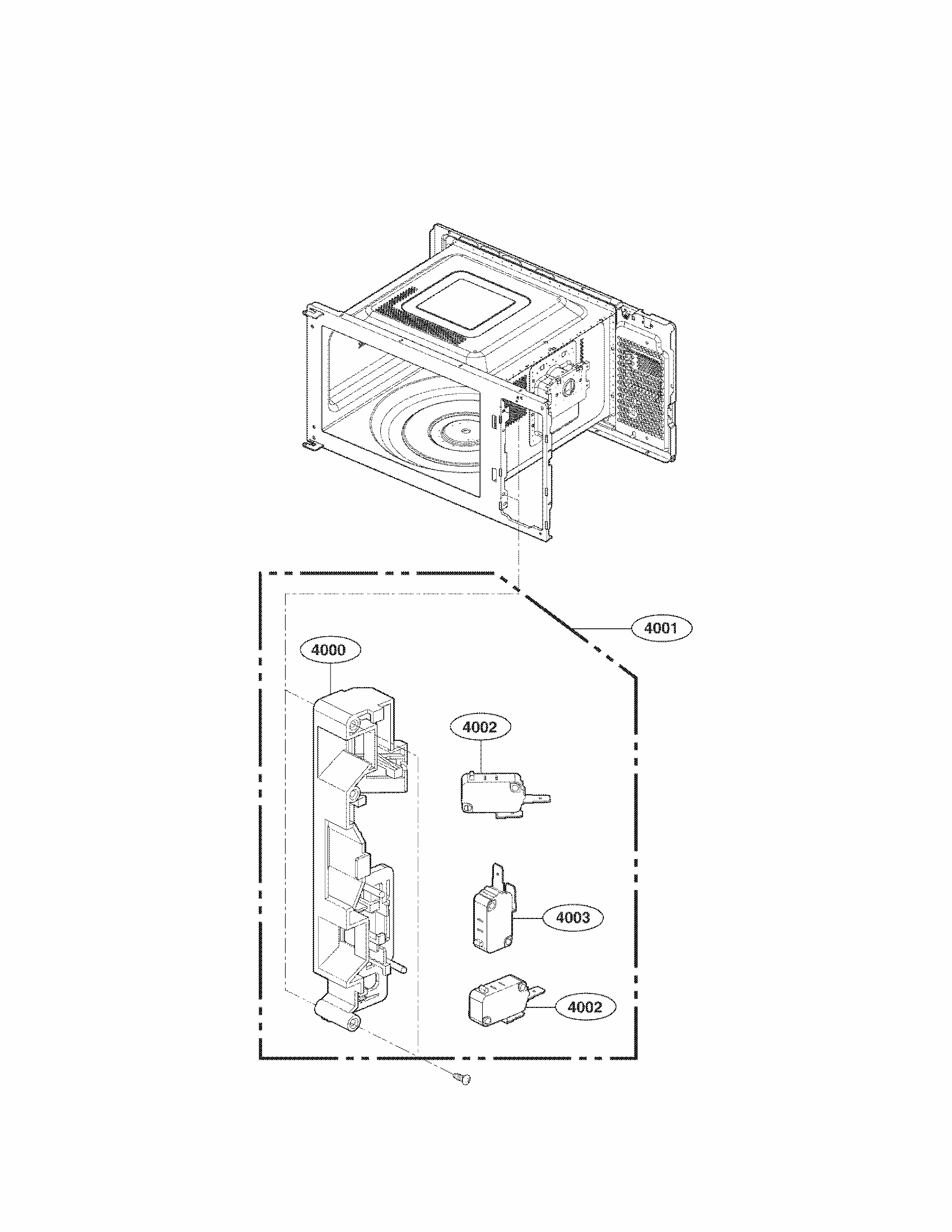 Latch Board Parts Diagram and Parts List for 72166993011  Kenmore Microwave