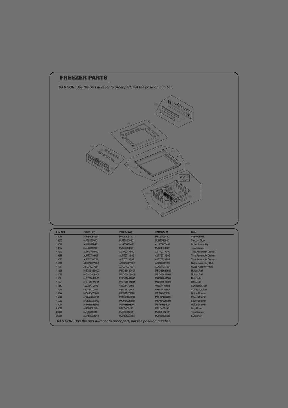 Freezer Parts Diagram and Parts List for GR-L31GHQXM ASWCSE0 LG Refrigerator