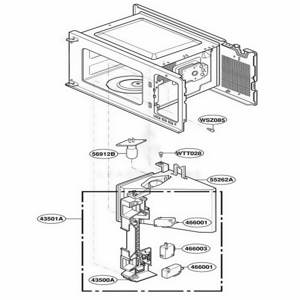Latch Board Parts Diagram and Parts List for MT4140SKQ AWHEWRP LG Range