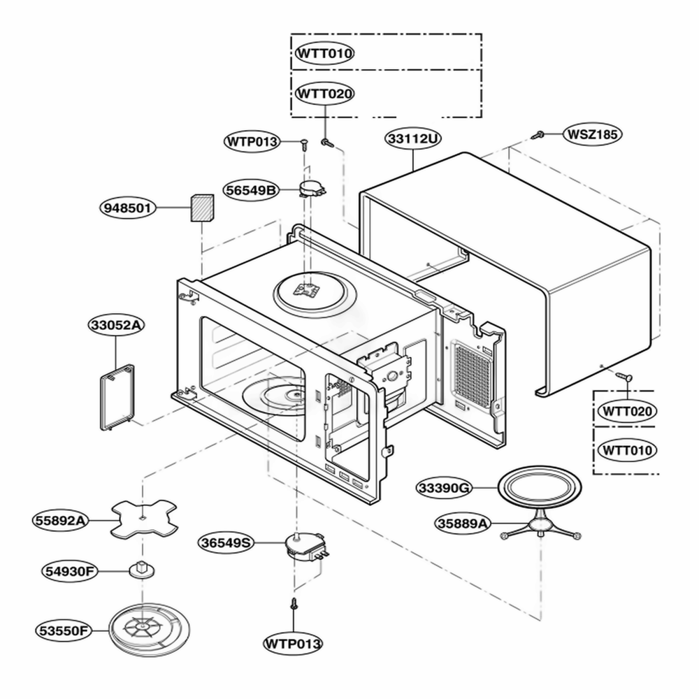Oven Cavity Parts Diagram and Parts List for GLMB186CB CBKEGEF LG Range
