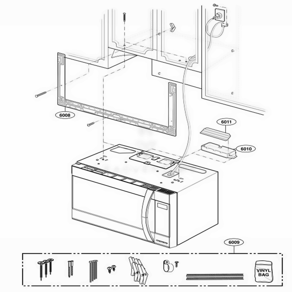 Installation Parts Diagram and Parts List for 86019 ABKESEA LG Range