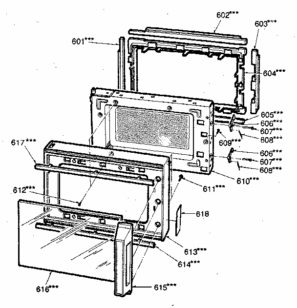 Door Parts Diagram and Parts List for 7218876780  Kenmore Microwave