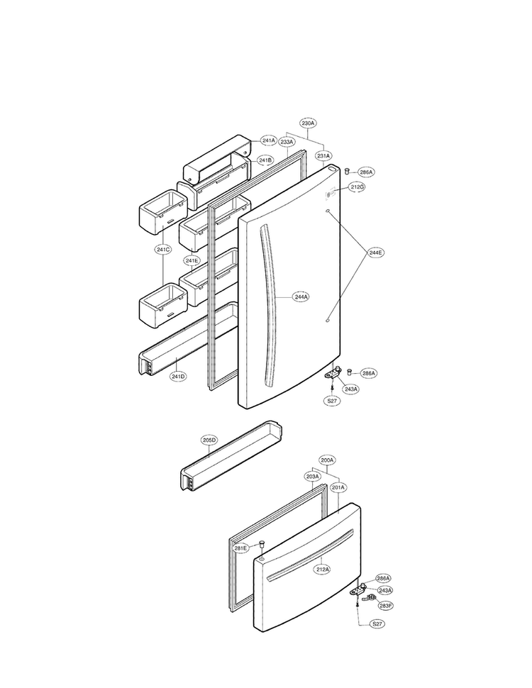Door Parts Diagram and Parts List for LBC22520SB 01 LG Refrigerator