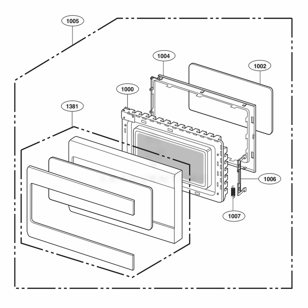 Door Parts Diagram and Parts List for LCRT2010BD CBDETAR LG Wall Oven