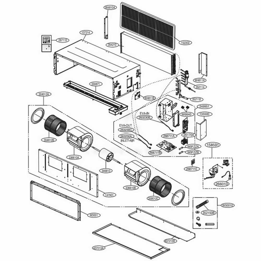 Main Diagram and Parts List for MD36Y3J ENWAFRD LG Air Conditioner