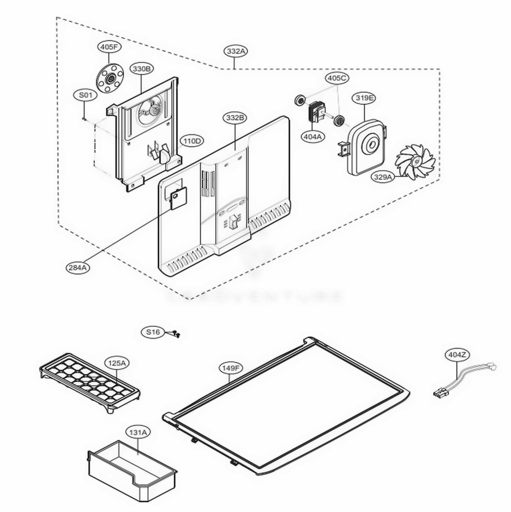 Freezer Door Diagram and Parts List for 68032 ASWCSE5 LG Refrigerator