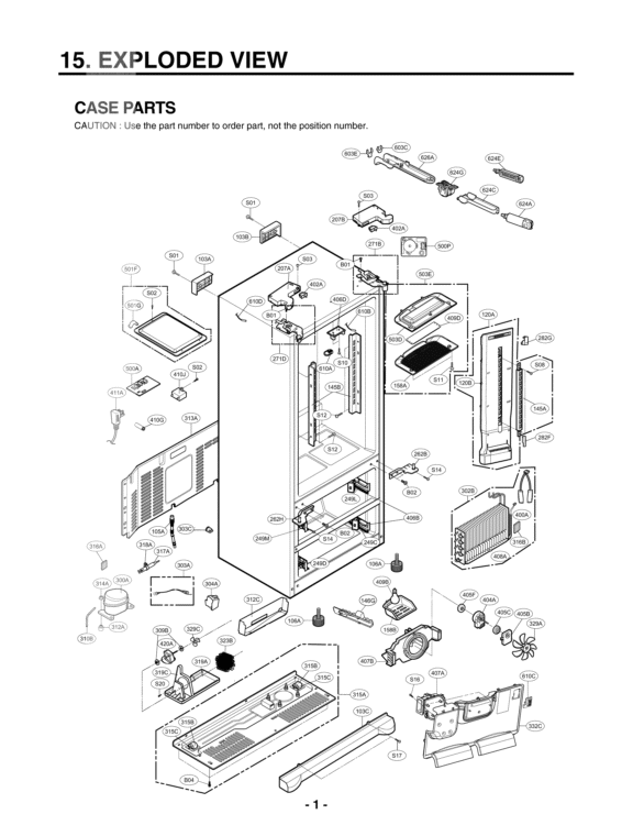 EXPLODED VIEW CASE PARTS Diagram and Parts List for LMX25986ST ASTCNA0 LG Refrigerator