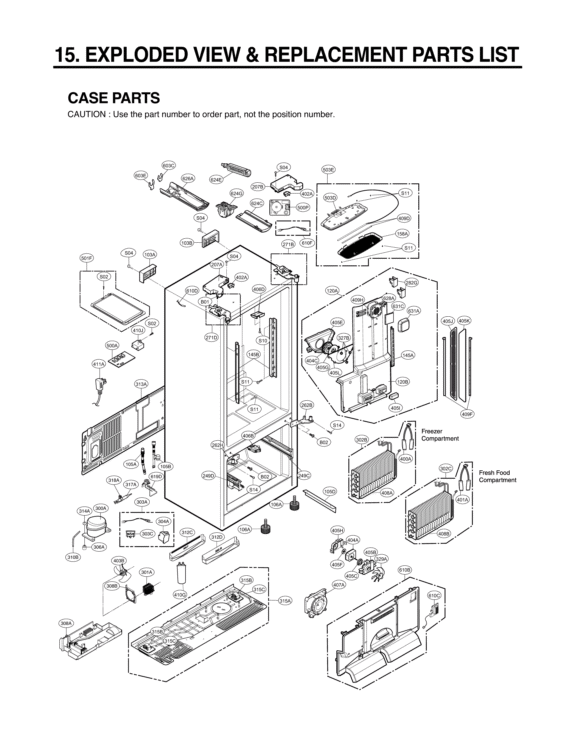 EXPLODED VIEW & REPLACEMENT PARTS LIST CASE PARTS Diagram and Parts List for LFX31925ST ASTCNA0 LG Refrigerator