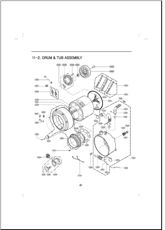 DRUM & TUB ASSEMBLY Diagram and Parts List for GCW1069QS ABWELAT LG Washer