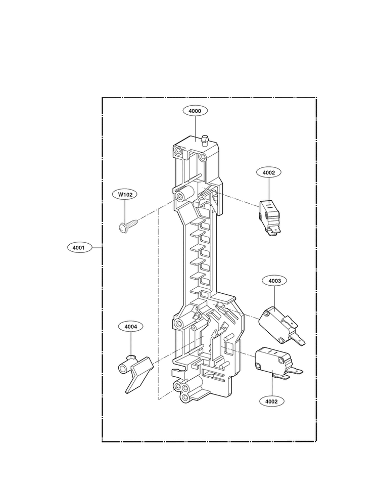 Latchboard Parts Diagram and Parts List for LMV1831SB  LG Microwave