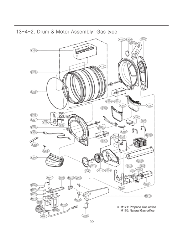 Drum & Motor Assembly Diagram and Parts List for DLGX2451R ACREEUS LG Dryer