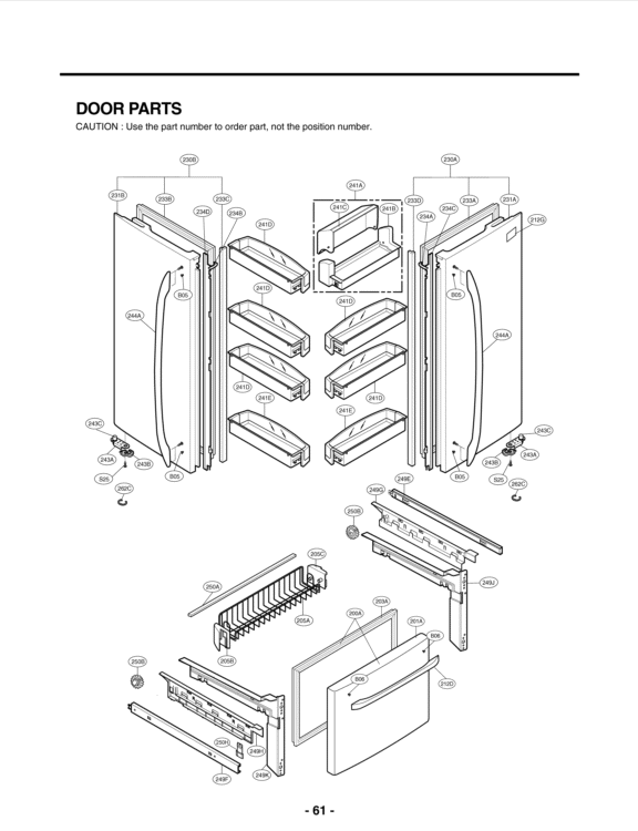 DOOR PARTS Diagram and Parts List for LFC25776SB AWBCNA2 LG Refrigerator