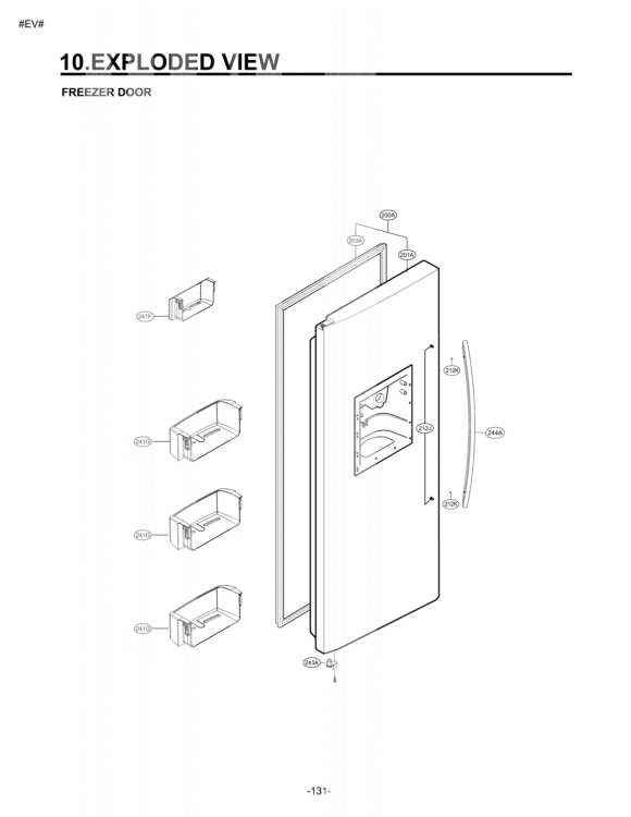 FREEZER DOOR Diagram and Parts List for LSC27925ST ASTCNA0 LG Refrigerator