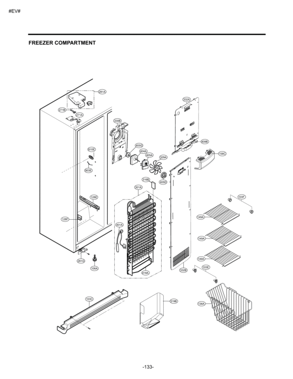 FREEZER COMPARTMENT Diagram and Parts List for LSC27925ST ASTCNA0 LG Refrigerator