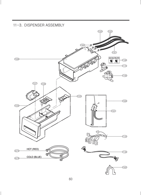 DISPENSER ASSEMBLY Diagram and Parts List for WM3150HVC ASSEEUS LG Washer