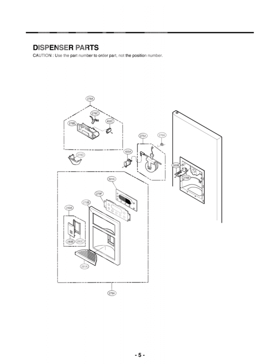 DISPENSER PARTS Diagram and Parts List for LMX25964ST ASTCNA1 LG Refrigerator