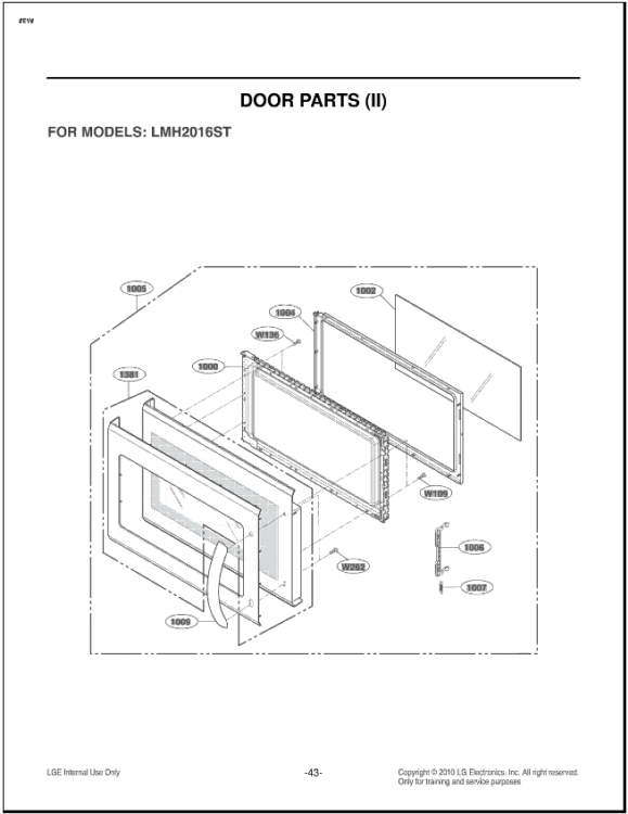 DOOR PARTS II Diagram and Parts List for LMH2016ST CSBELGA LG Microwave