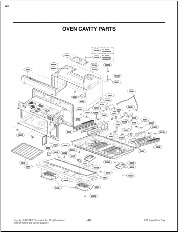 OVEN CAVITY PARTS Diagram and Parts List for LMH2016ST CSBELGA LG Microwave