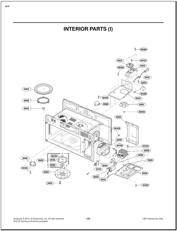 INTERIOR PARTS I Diagram and Parts List for LMH2016ST CSBELGA LG Microwave