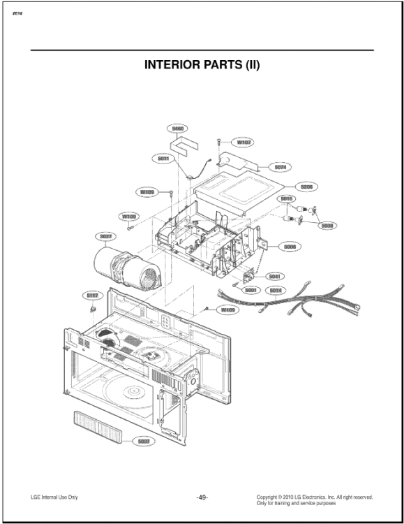 INTERIOR PARTS II Diagram and Parts List for LMH2016ST CSBELGA LG Microwave